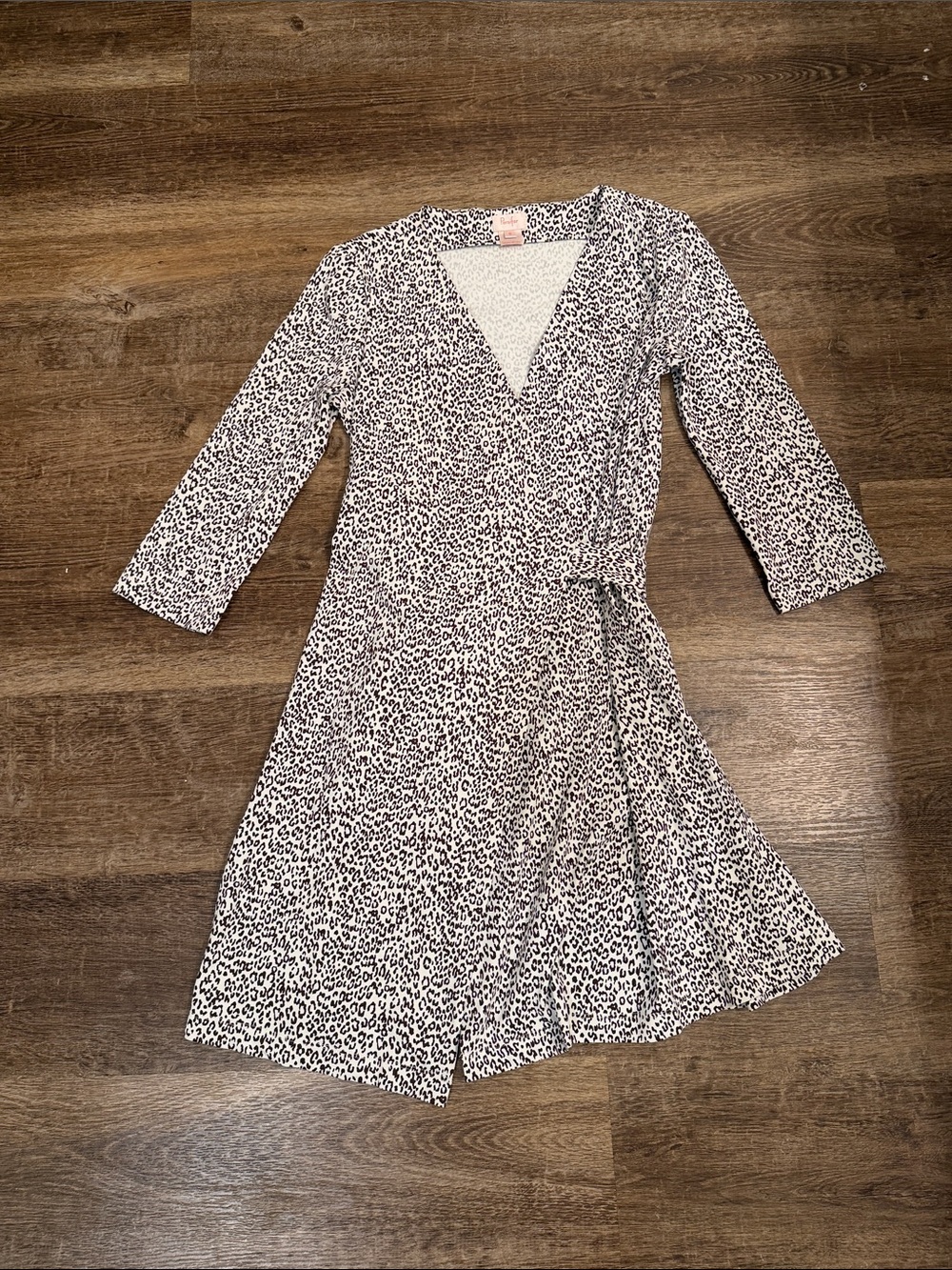Leopard-Print Wrap Mini Dress in Black and White